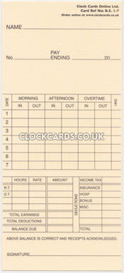 Diamond KT-9800 Weekly Clock Cards